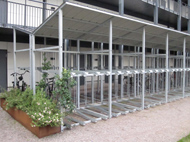 Typ CA tvåvånings cykelställ med integrerat tak
