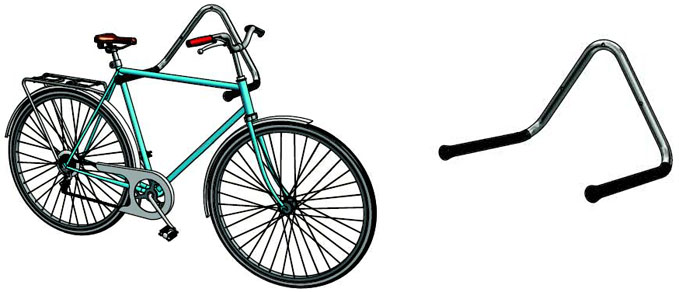 Parallell cykelställ med cykel.